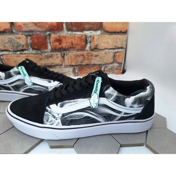 Men Sz 12 Vans Old School Comfy Cush Black White Swirl Sneakers CC After Dark - Picture 5 of 11